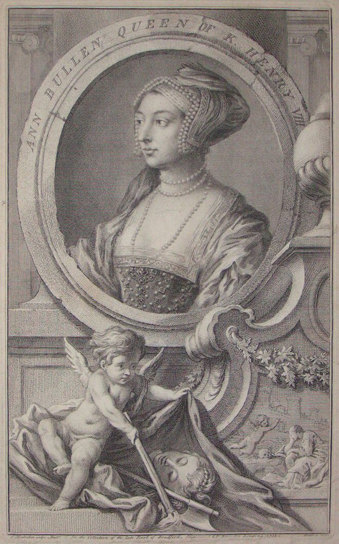 Print - Ann Bullen, Queen of K. Henry VIII - Houbraken